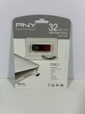 PNY 32GB USB GO Flash Drive Micro Metal Attaché USB Hard Drive Memory BRAND NEW